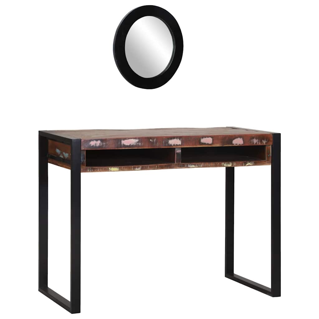 dressingbord med speil Flerfarget 100x50x75 cm Solid gjenvunnet tre