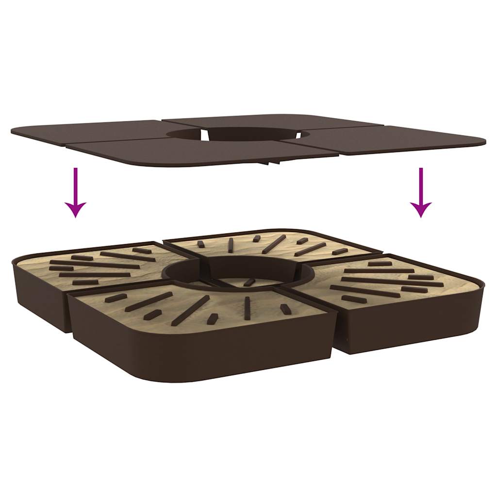 Parasollbasesett 4 stk for parasoller med kryssfot 100 kg PP