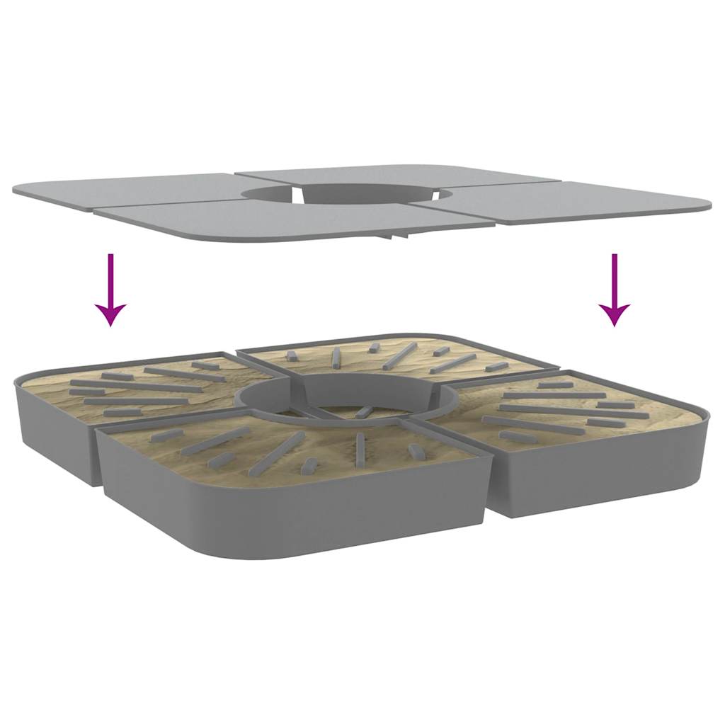 Parasollbasesett 4 stk for parasoller med kryssfot 100 kg PP