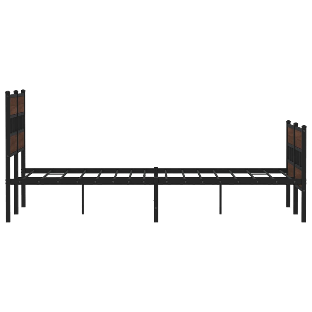 Sengeramme i metall uten madrass brun eik 150x200 cm