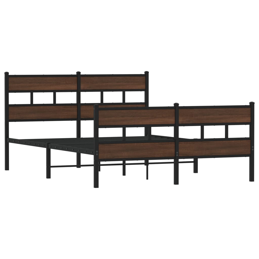 Sengeramme i metall uten madrass brun eik 160x200 cm