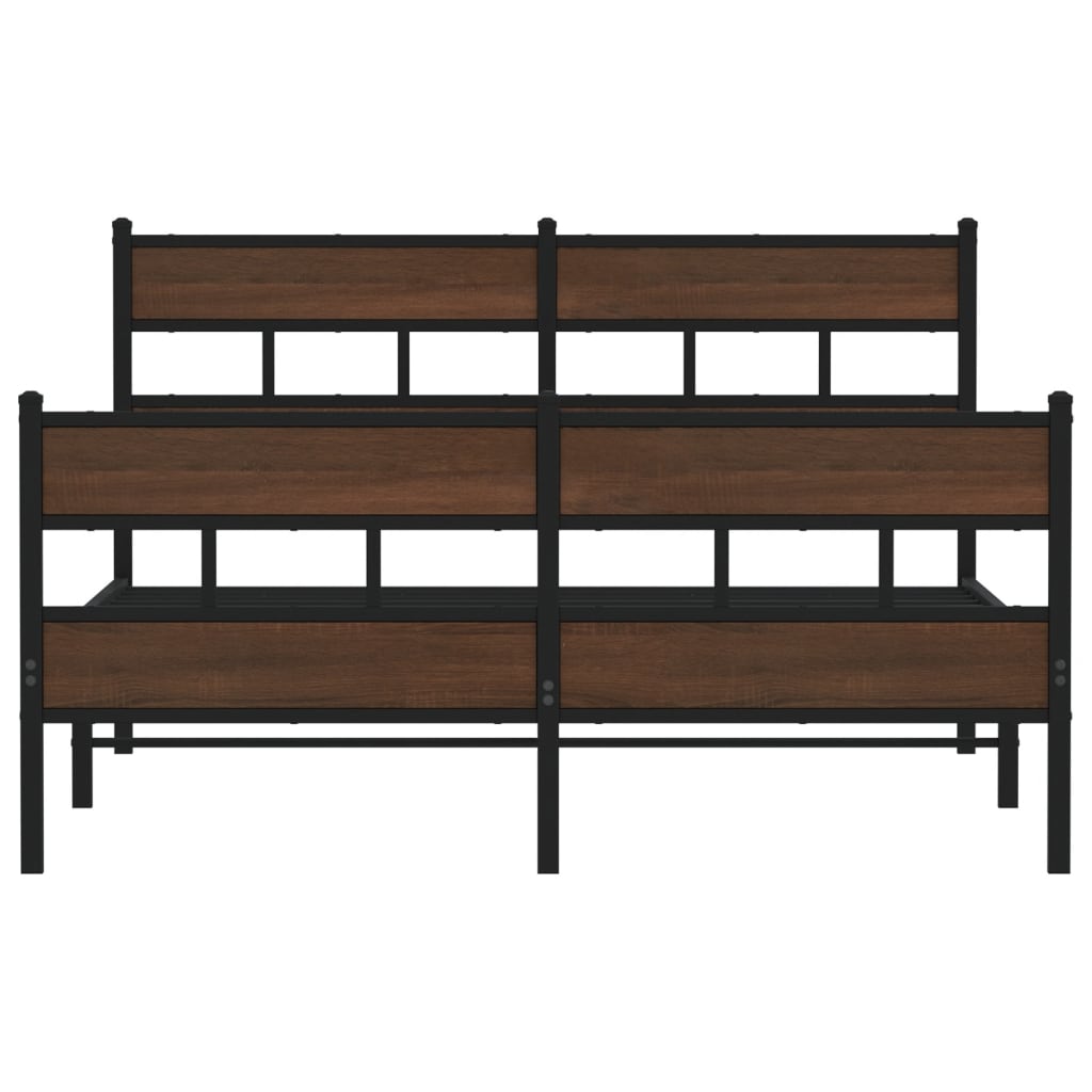 Sengeramme i metall uten madrass brun eik 160x200 cm