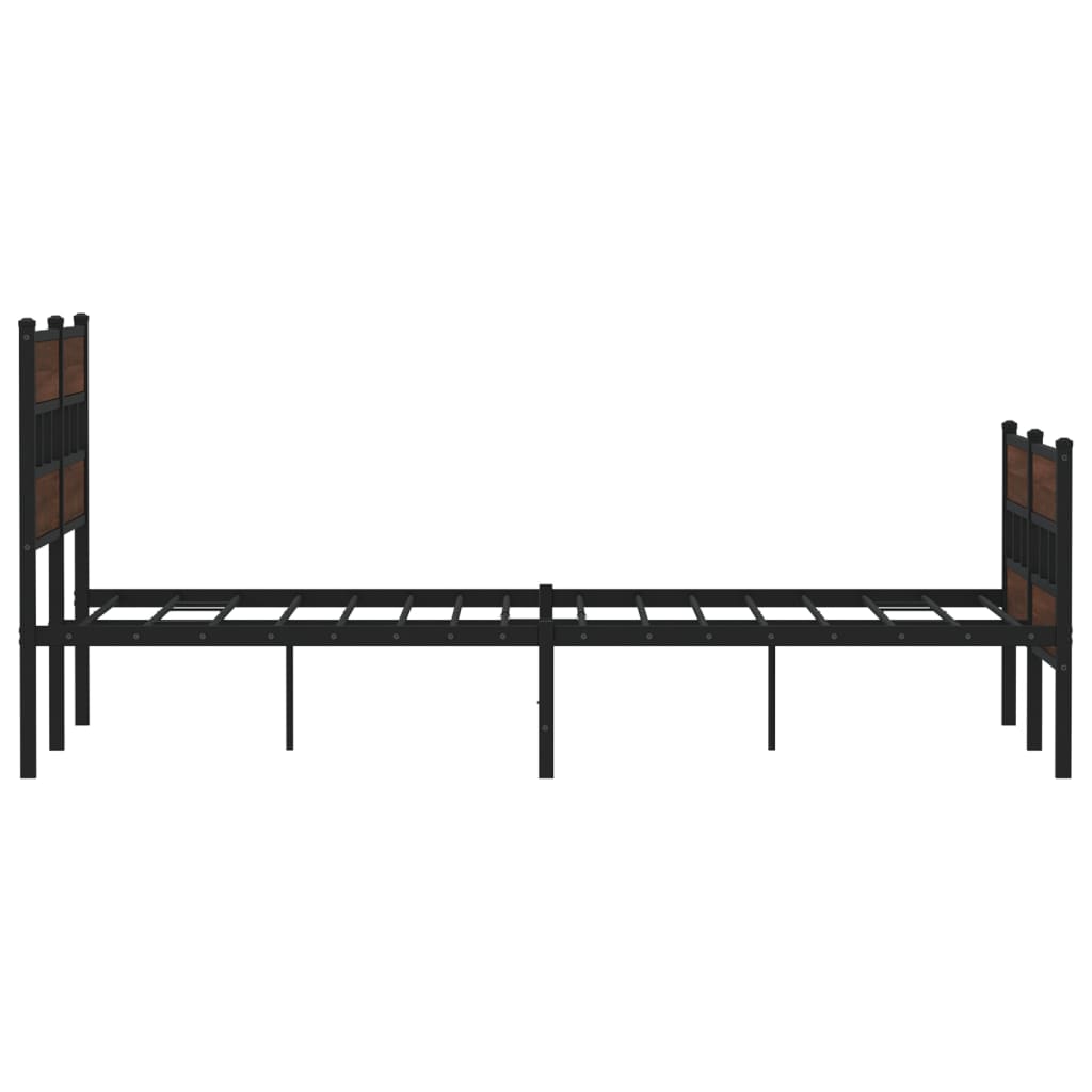 Sengeramme i metall uten madrass brun eik 160x200 cm
