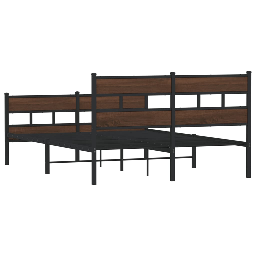 Sengeramme i metall uten madrass brun eik 160x200 cm