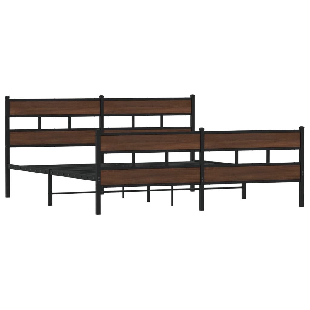 Sengeramme i metall uten madrass brun eik 180x200 cm
