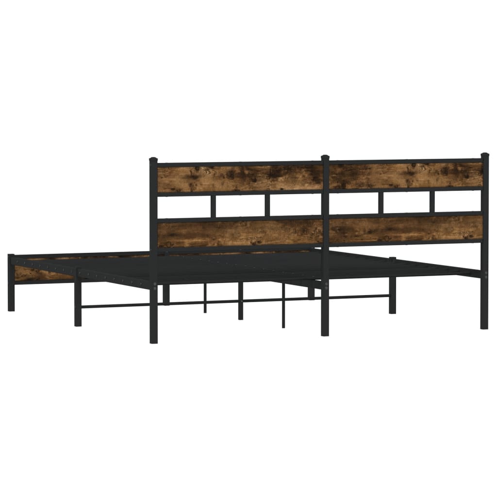 Sengeramme i metall uten madrass røkt eik 180x200 cm