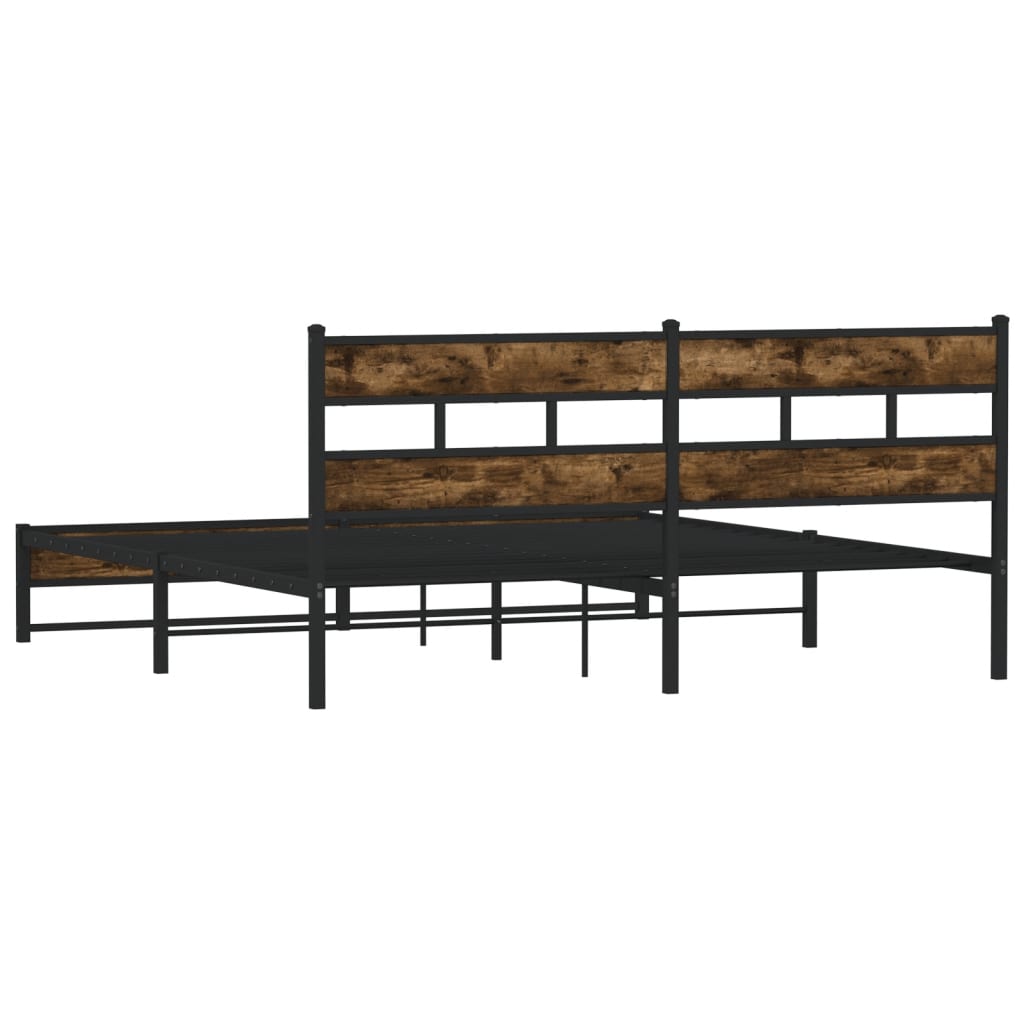 Sengeramme i metall uten madrass røkt eik 193x203 cm