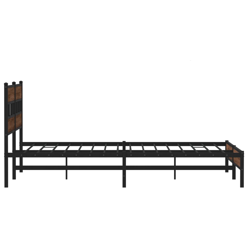Sengeramme i metall uten madrass brun eik 183x213 cm
