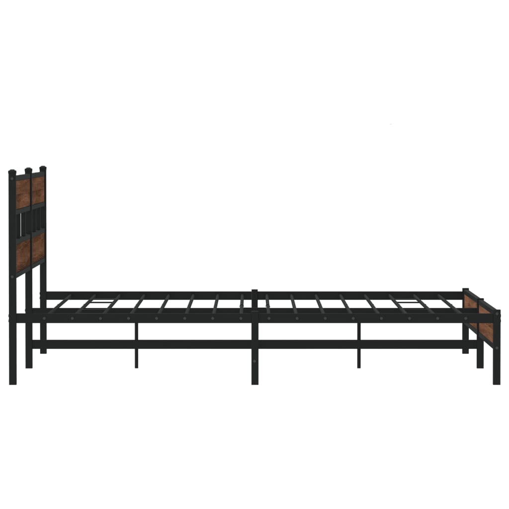 Sengeramme i metall uten madrass brun eik 193x203 cm