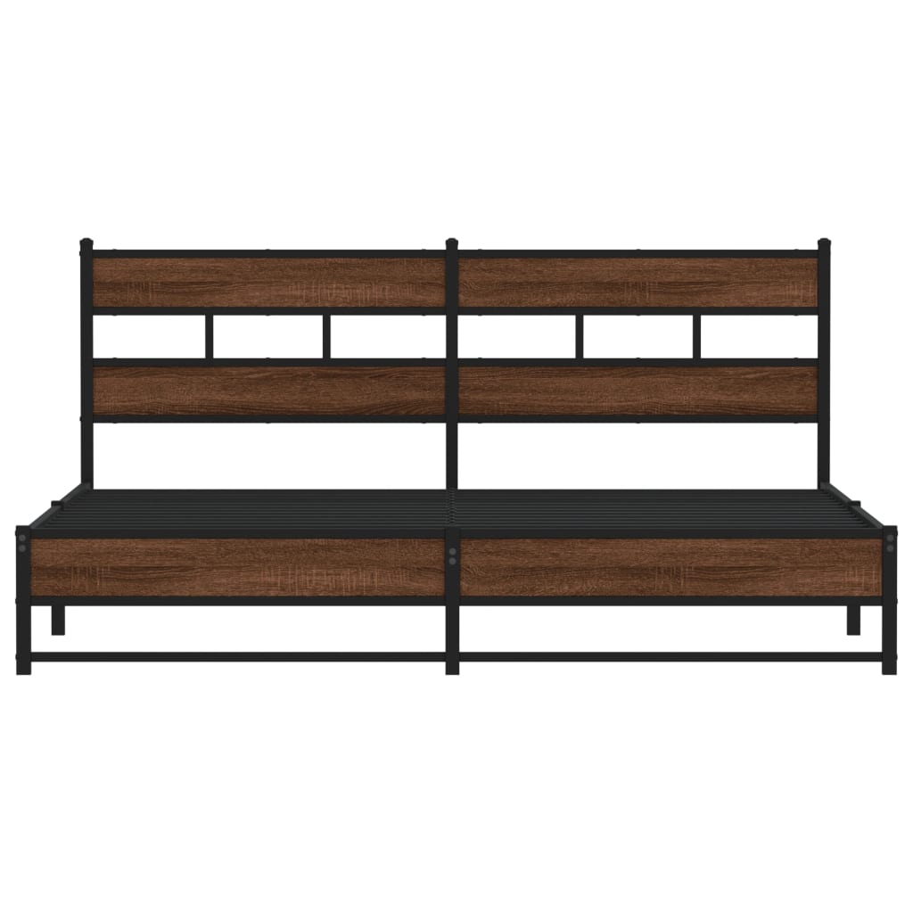 Sengeramme i metall uten madrass brun eik 183x213 cm