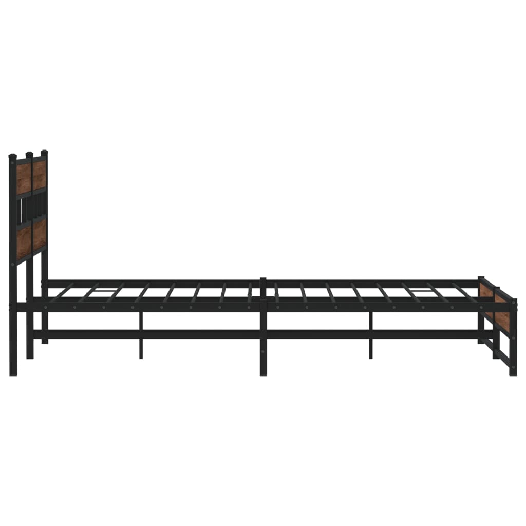 Sengeramme i metall uten madrass brun eik 183x213 cm