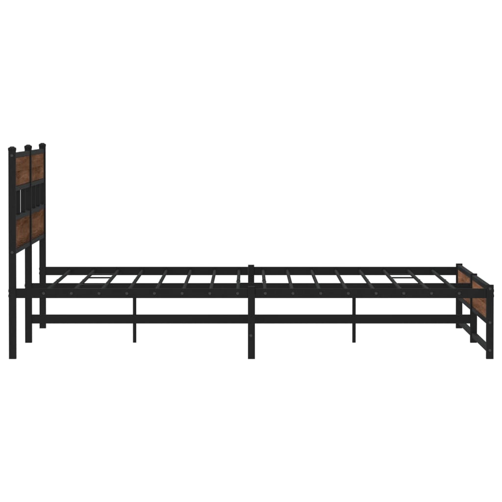 Sengeramme i metall uten madrass brun eik 193x203 cm