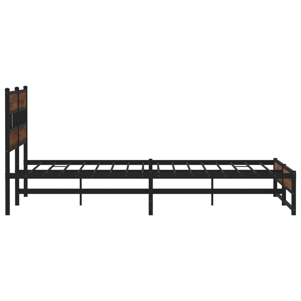 Sengeramme i metall uten madrass brun eik 200x200 cm