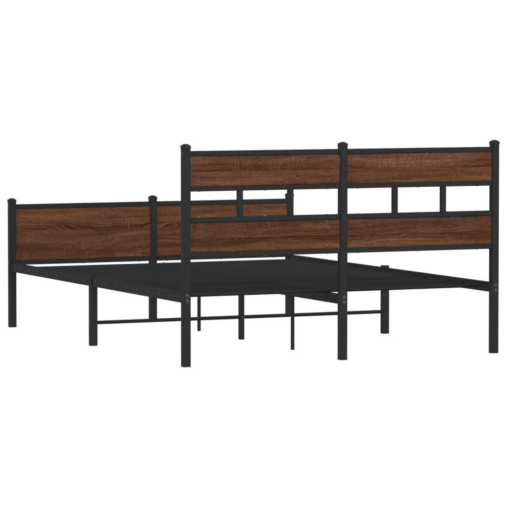 Sengeramme i metall uten madrass brun eik 160x200 cm