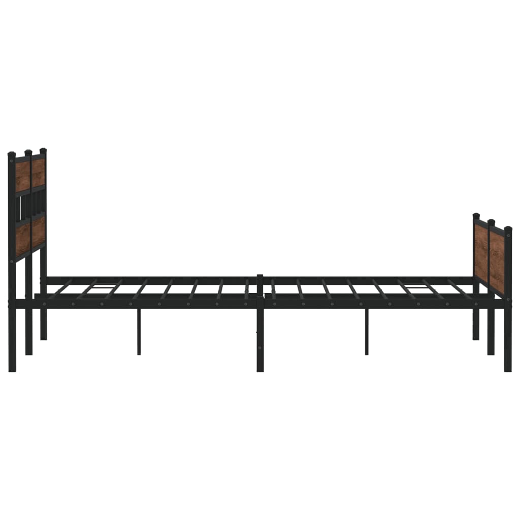 Sengeramme i metall uten madrass brun eik 200x200 cm