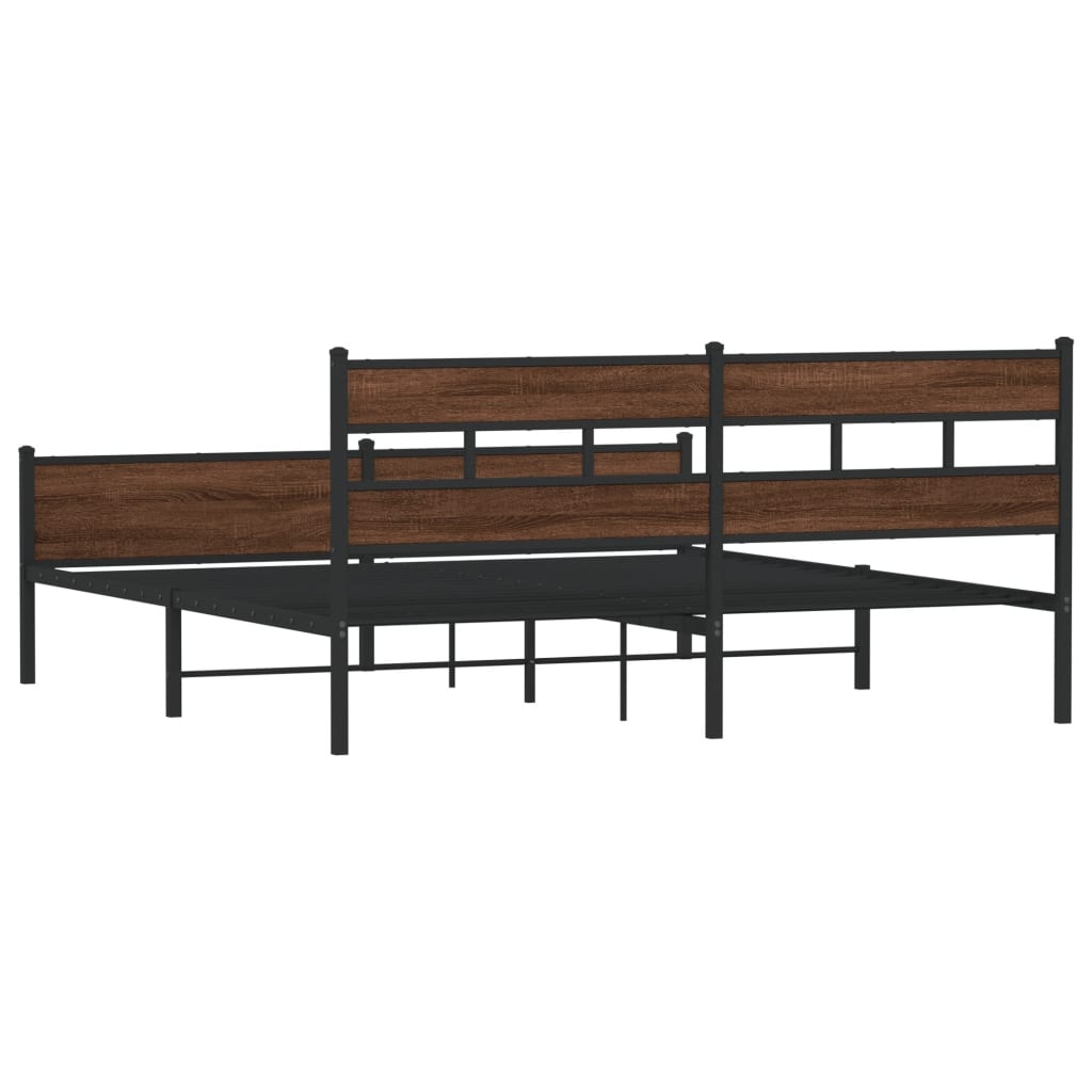 Sengeramme i metall uten madrass brun eik 200x200 cm