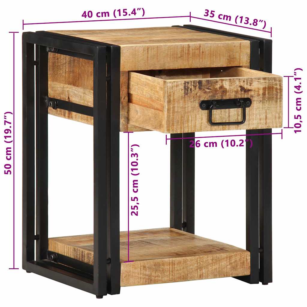Nattbord 40x35x50 grov heltre mango