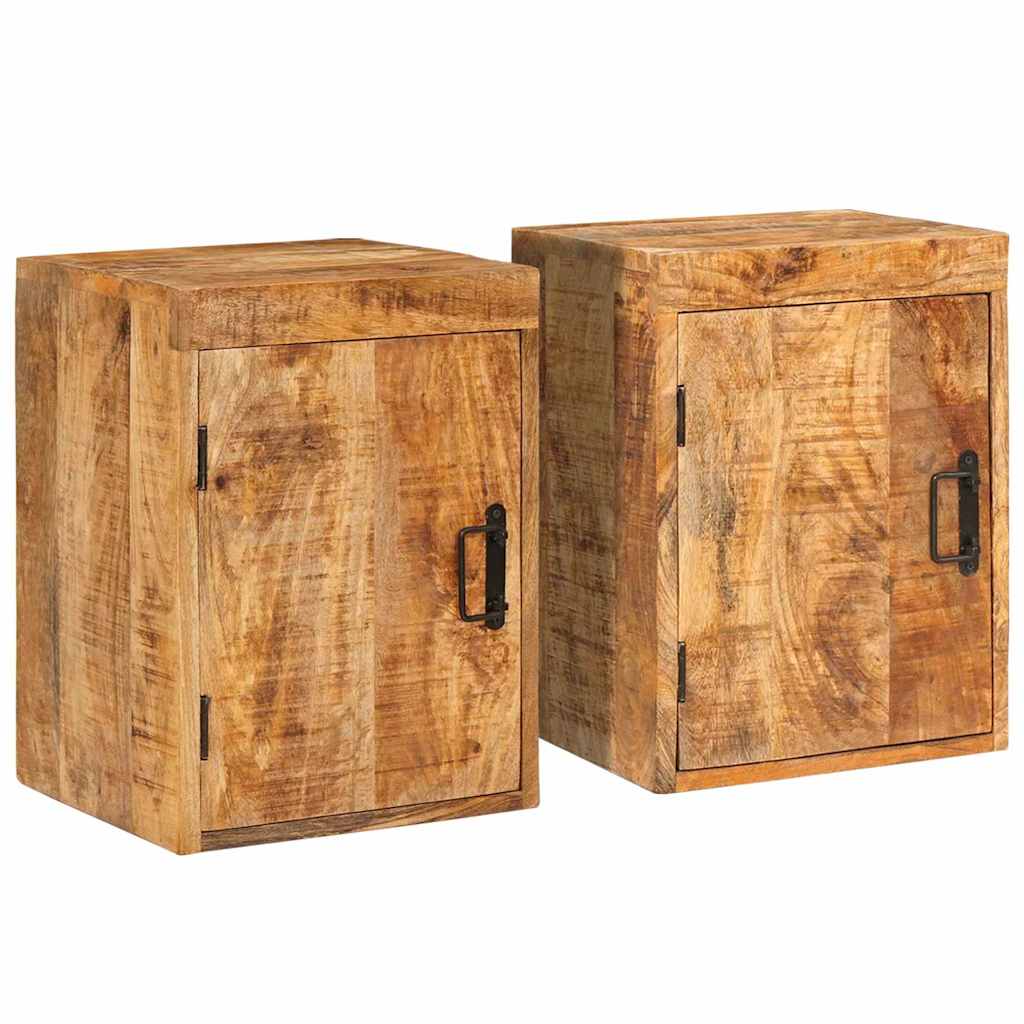 Nattbord 2 pcs Brun 35 x 33 x 48 cm Massiv mango tre