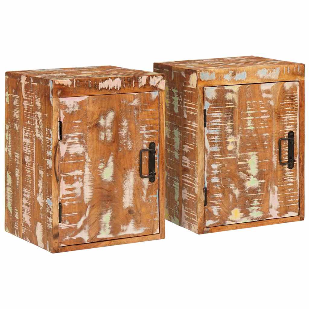 Nattbord 2 pcs Brun 35 x 33 x 48 cm Massiv Rektivert Tre