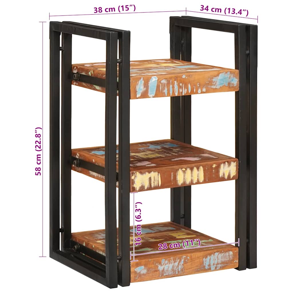 Nattbord Brunt og svart 38 x 33 x 58 cm Massiv Rektivert Tre