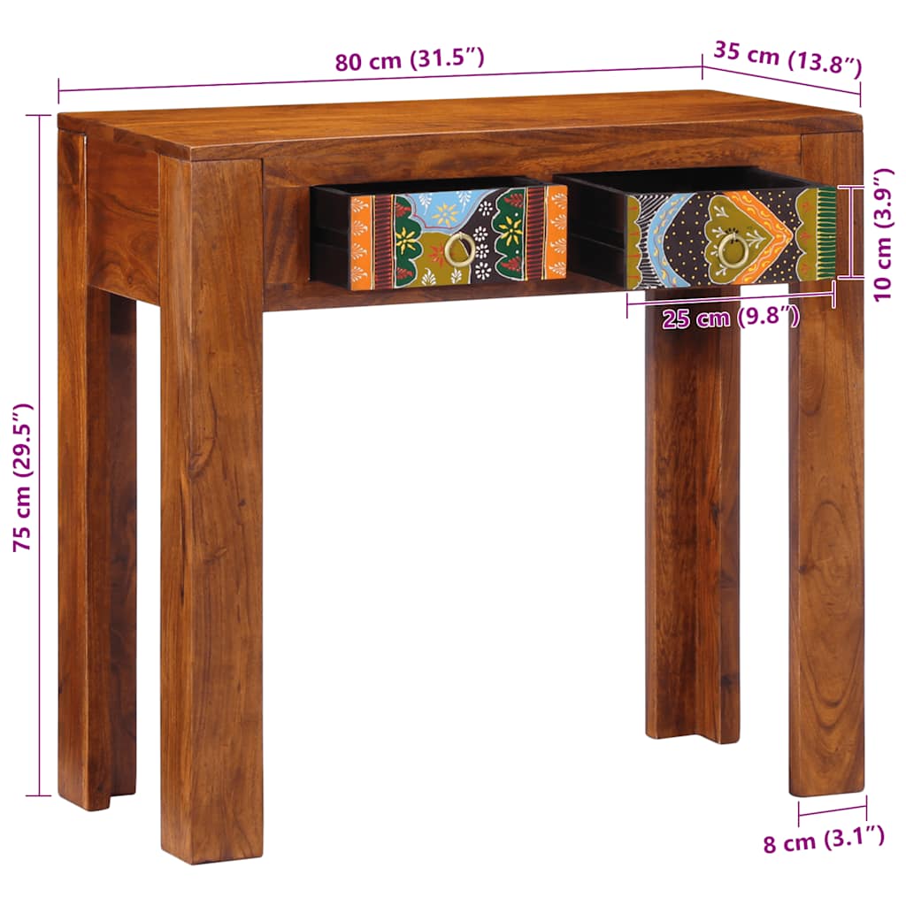Konsollbord 80x35x75 cm heltre akasie