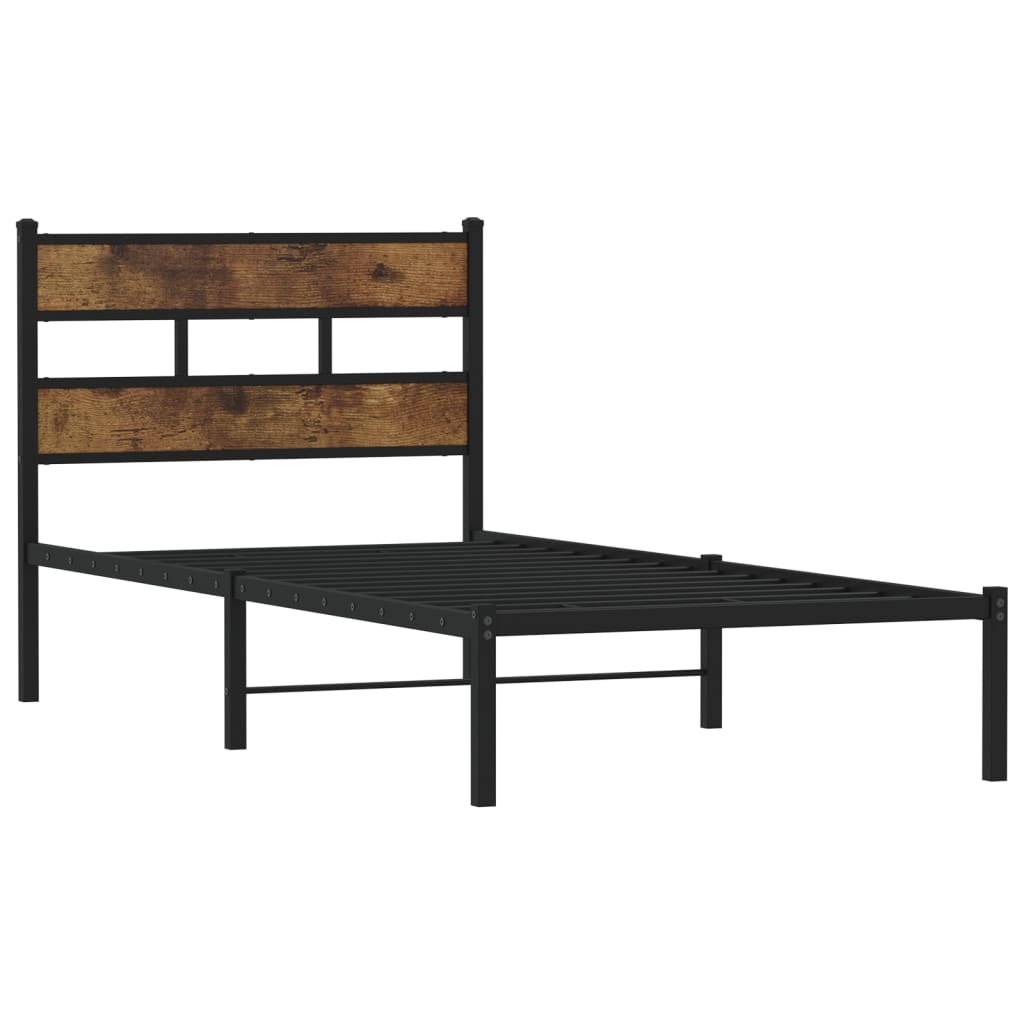 Sengeramme i metall uten madrass røkt eik 100x190 cm
