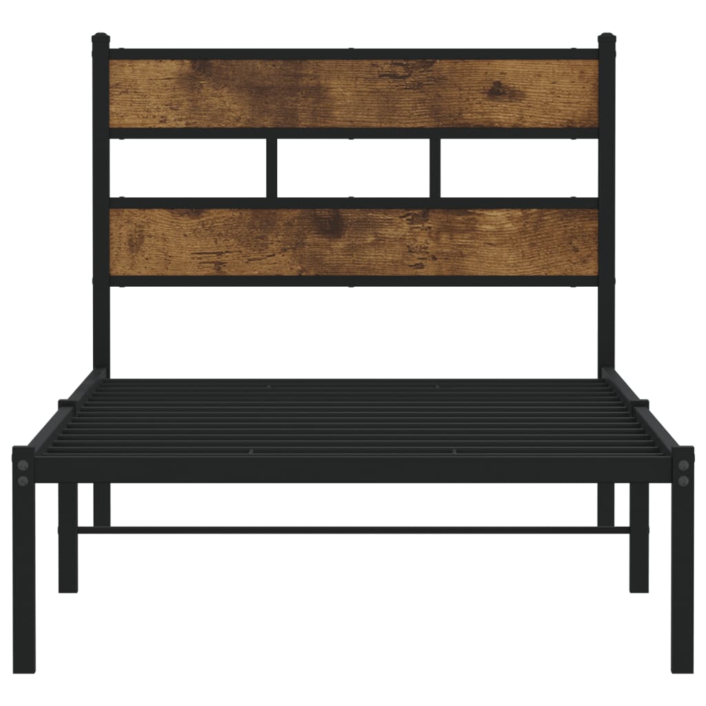 Sengeramme i metall uten madrass røkt eik 100x200 cm