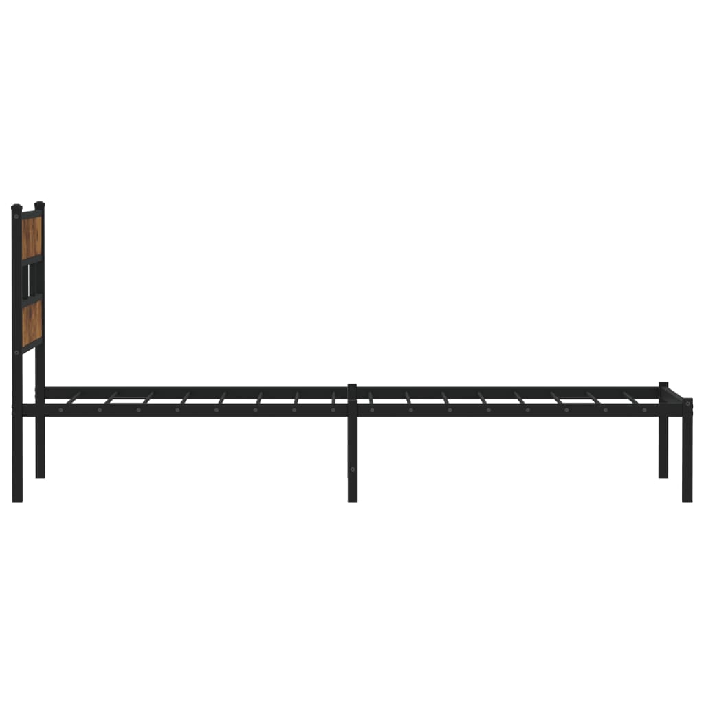 Sengeramme i metall uten madrass røkt eik 100x200 cm
