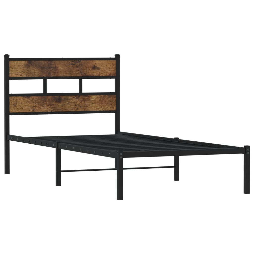 Sengeramme i metall uten madrass røkt eik 107x203 cm