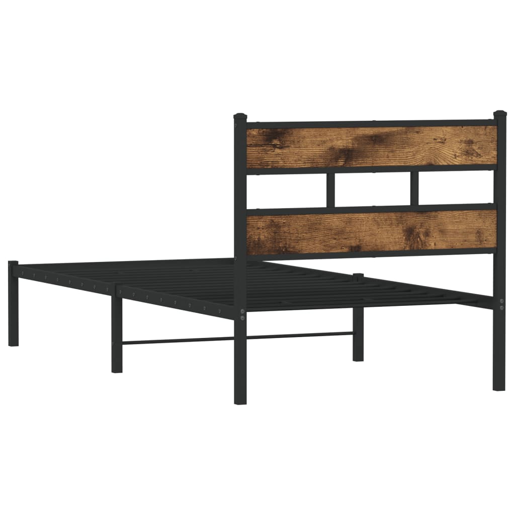 Sengeramme i metall uten madrass røkt eik 107x203 cm