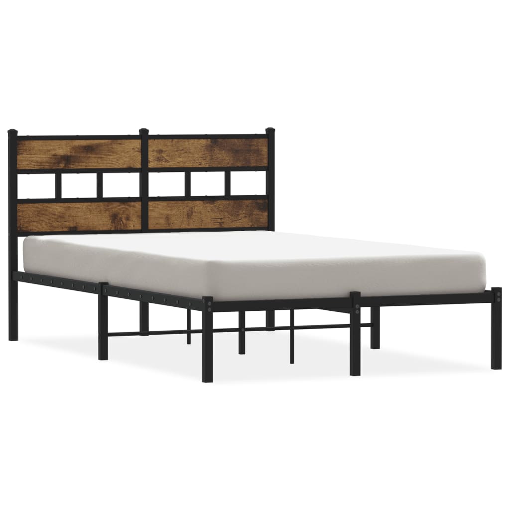 Sengeramme i metall uten madrass røkt eik 120x190 cm