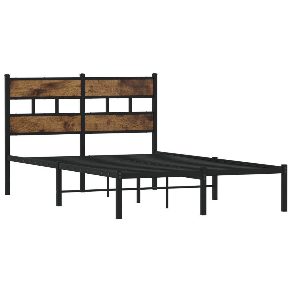 Sengeramme i metall uten madrass røkt eik 120x200 cm