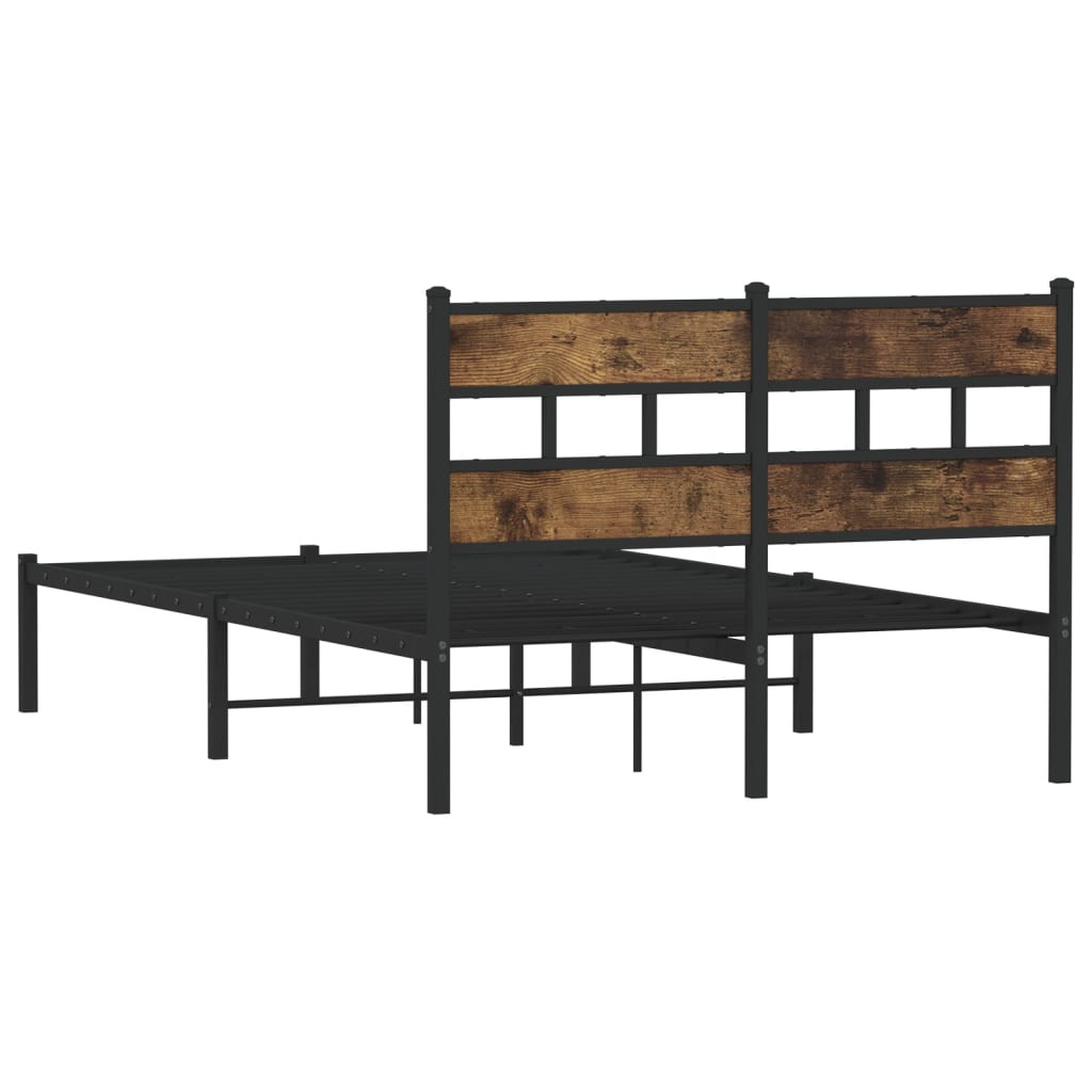 Sengeramme i metall uten madrass røkt eik 120x200 cm