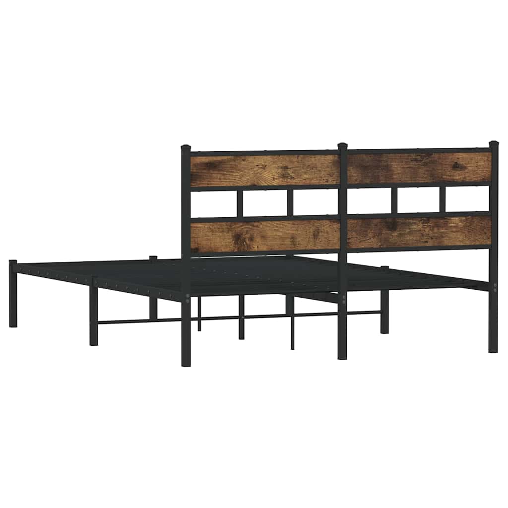Sengeramme i metall uten madrass røkt eik 135x190 cm