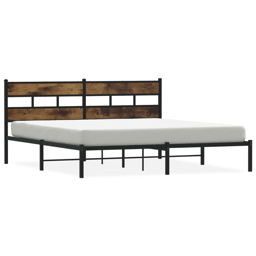 Sengeramme i metall uten madrass røkt eik 180x200 cm