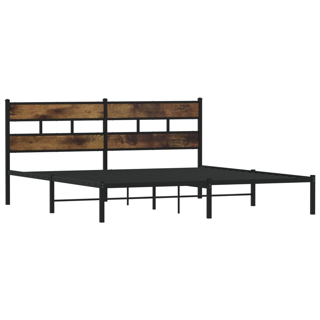 Sengeramme i metall uten madrass røkt eik 183x213 cm