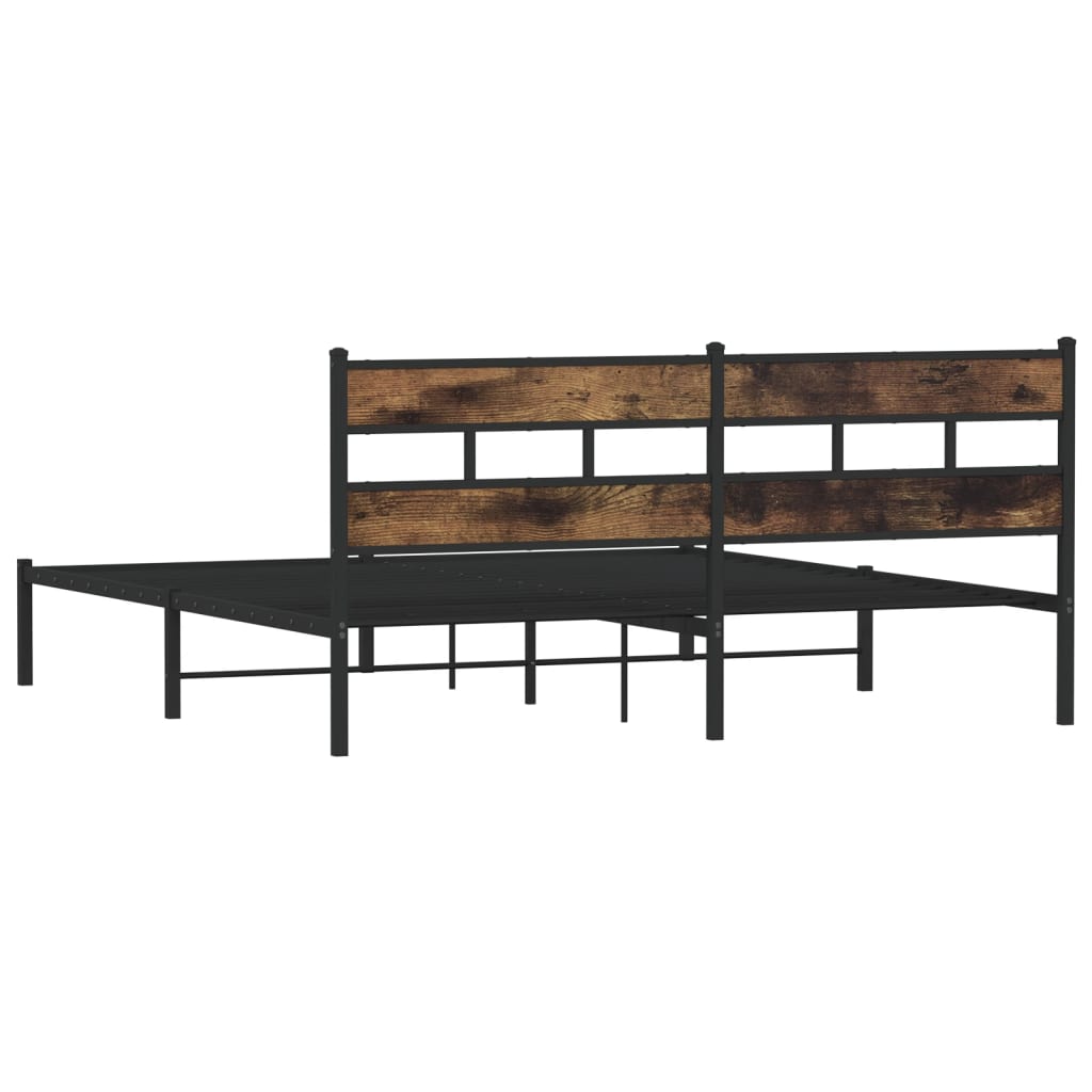 Sengeramme i metall uten madrass røkt eik 183x213 cm