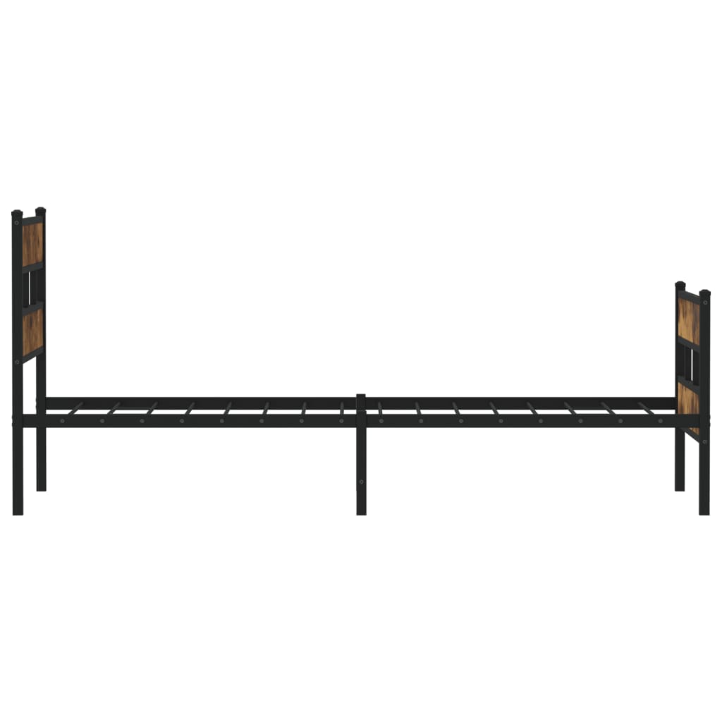 Sengeramme i metall uten madrass røkt eik 107x203 cm
