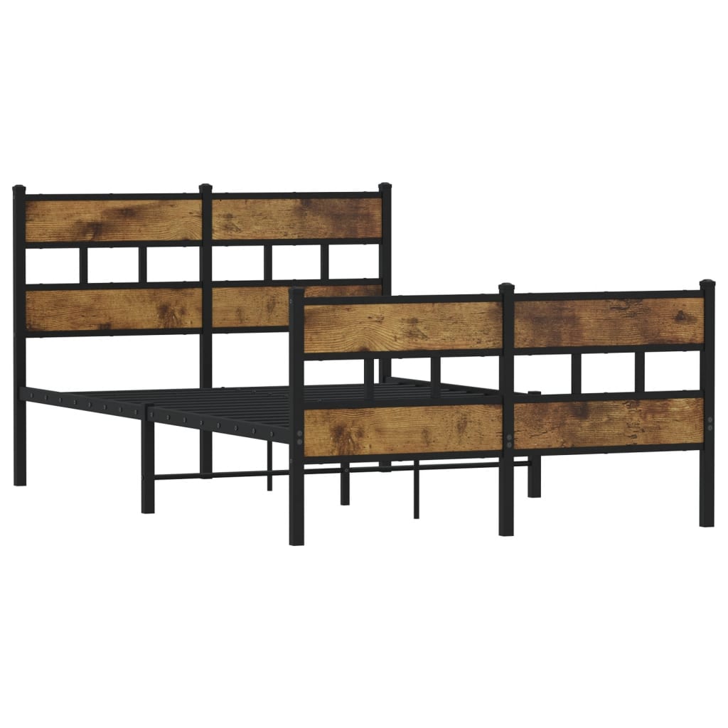 Sengeramme i metall uten madrass røkt eik 120x190 cm