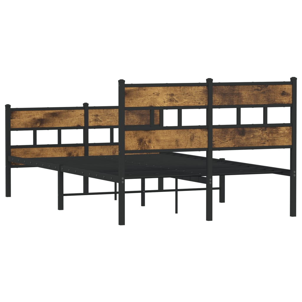 Sengeramme i metall uten madrass røkt eik 120x190 cm