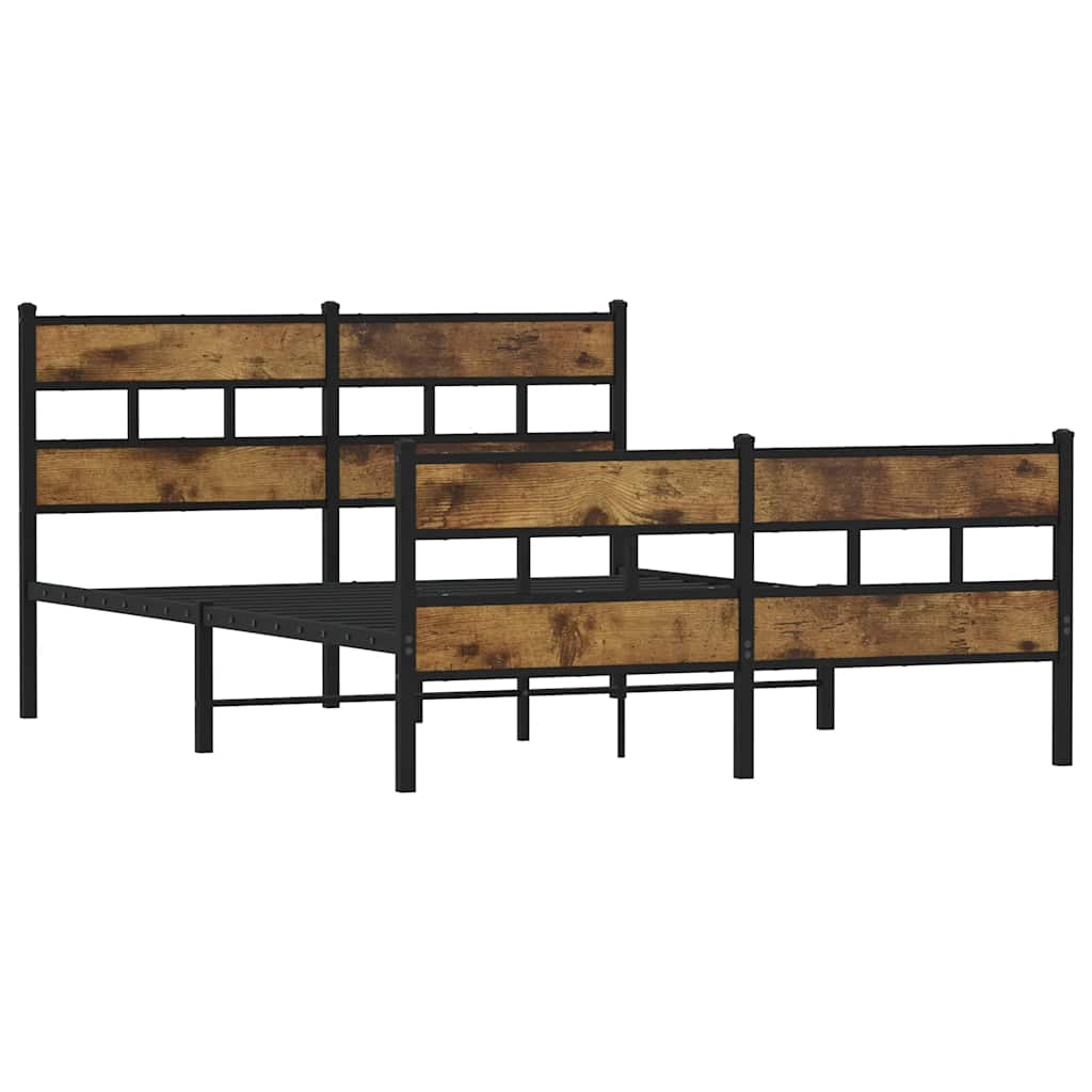 Sengeramme i metall uten madrass røkt eik 135x190 cm