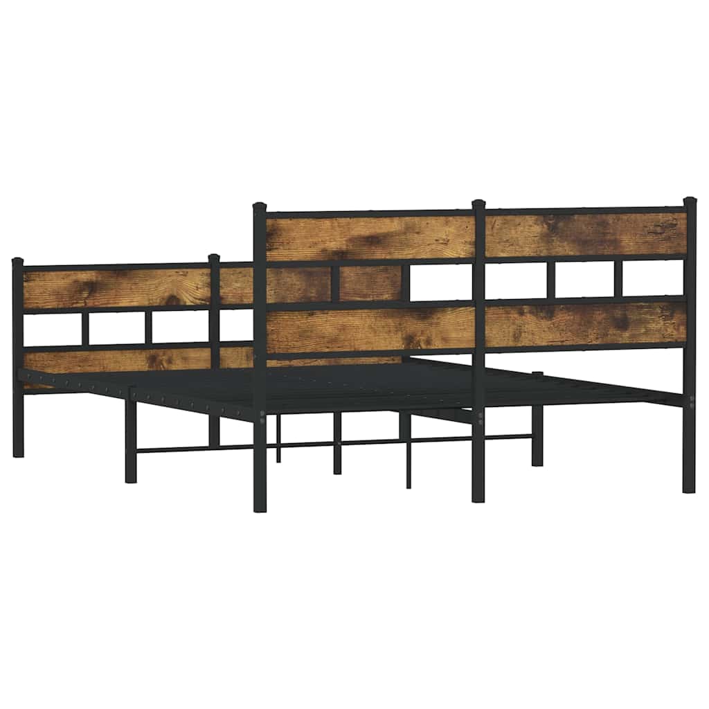Sengeramme i metall uten madrass røkt eik 135x190 cm