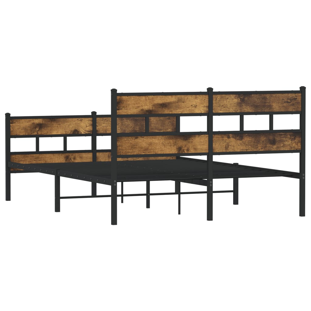 Sengeramme i metall uten madrass røkt eik 140x200 cm