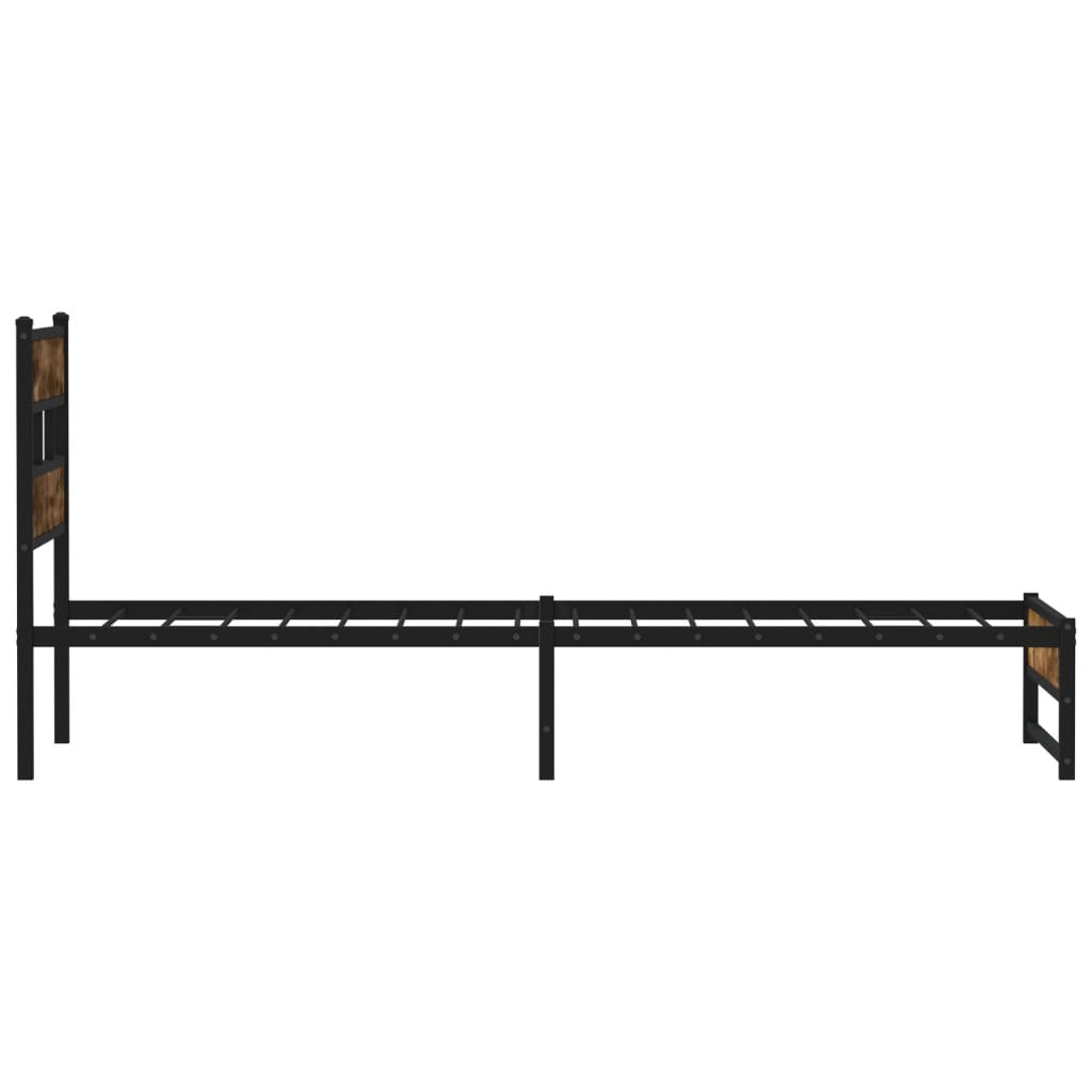 Sengeramme i metall uten madrass røkt eik 100x200 cm