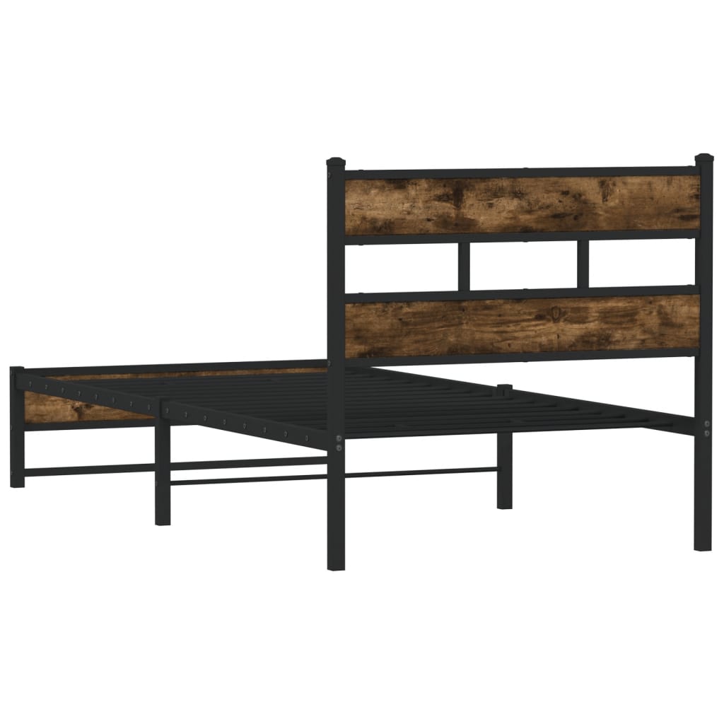 Sengeramme i metall uten madrass røkt eik 100x200 cm