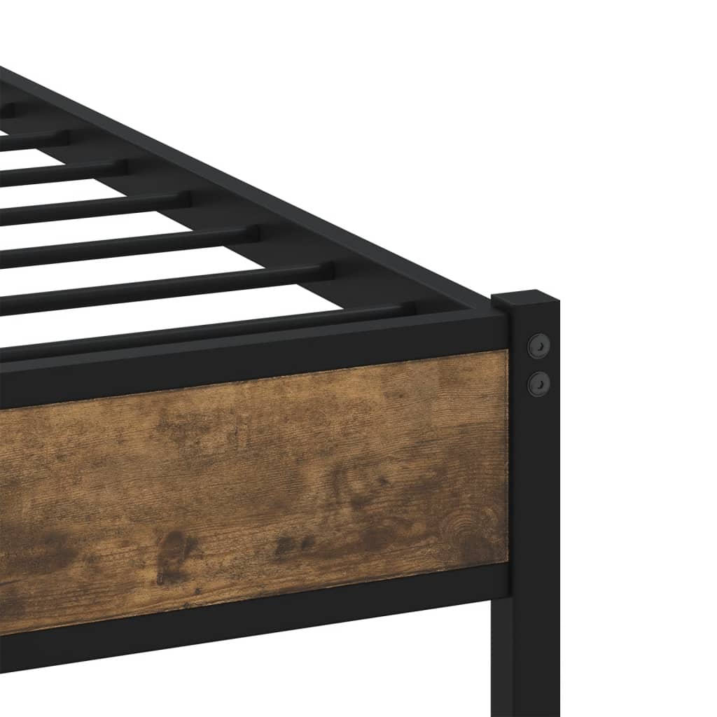 Sengeramme i metall uten madrass røkt eik 100x200 cm
