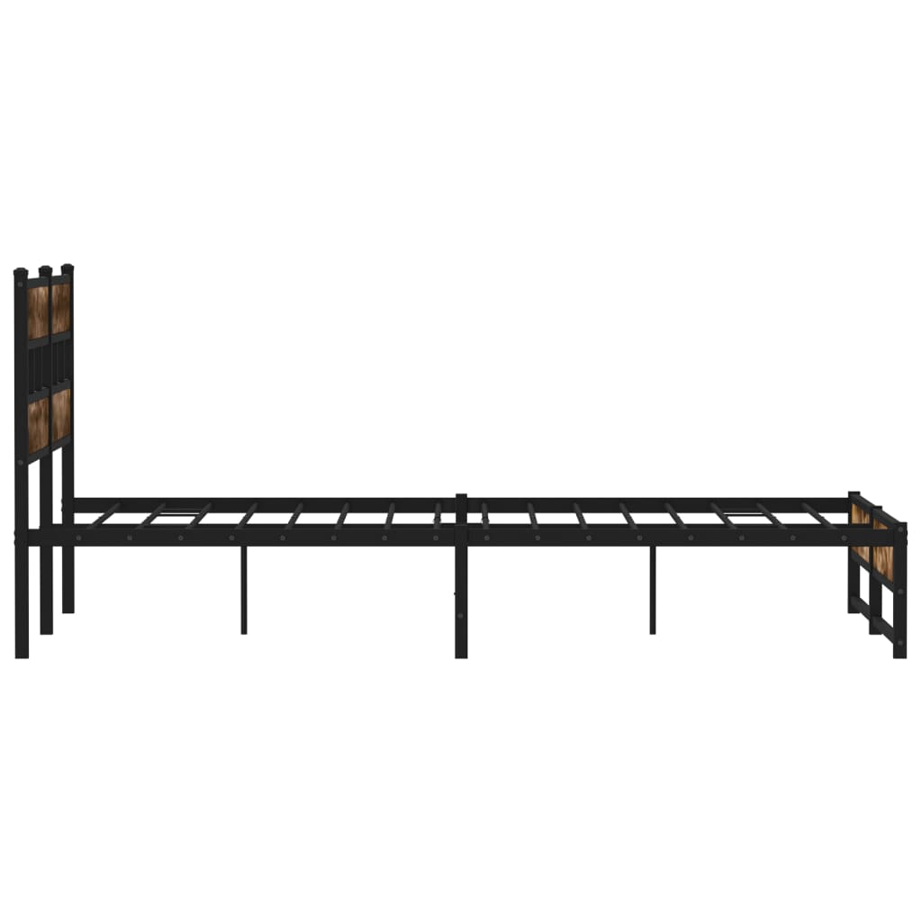 Sengeramme i metall uten madrass røkt eik 140x190 cm