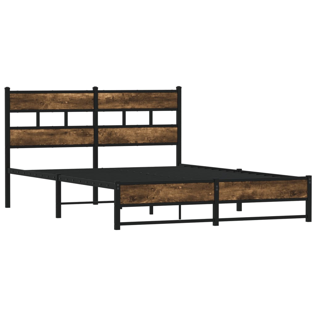 Sengeramme i metall uten madrass røkt eik 150x200 cm