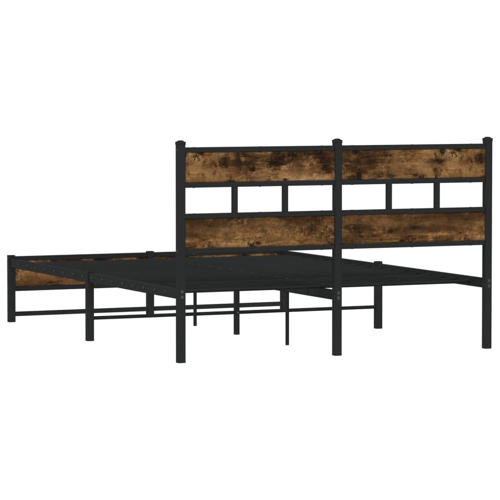 Sengeramme i metall uten madrass røkt eik 150x200 cm