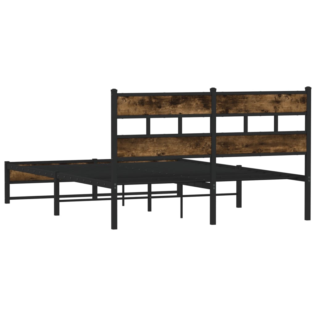 Sengeramme i metall uten madrass røkt eik 160x200 cm